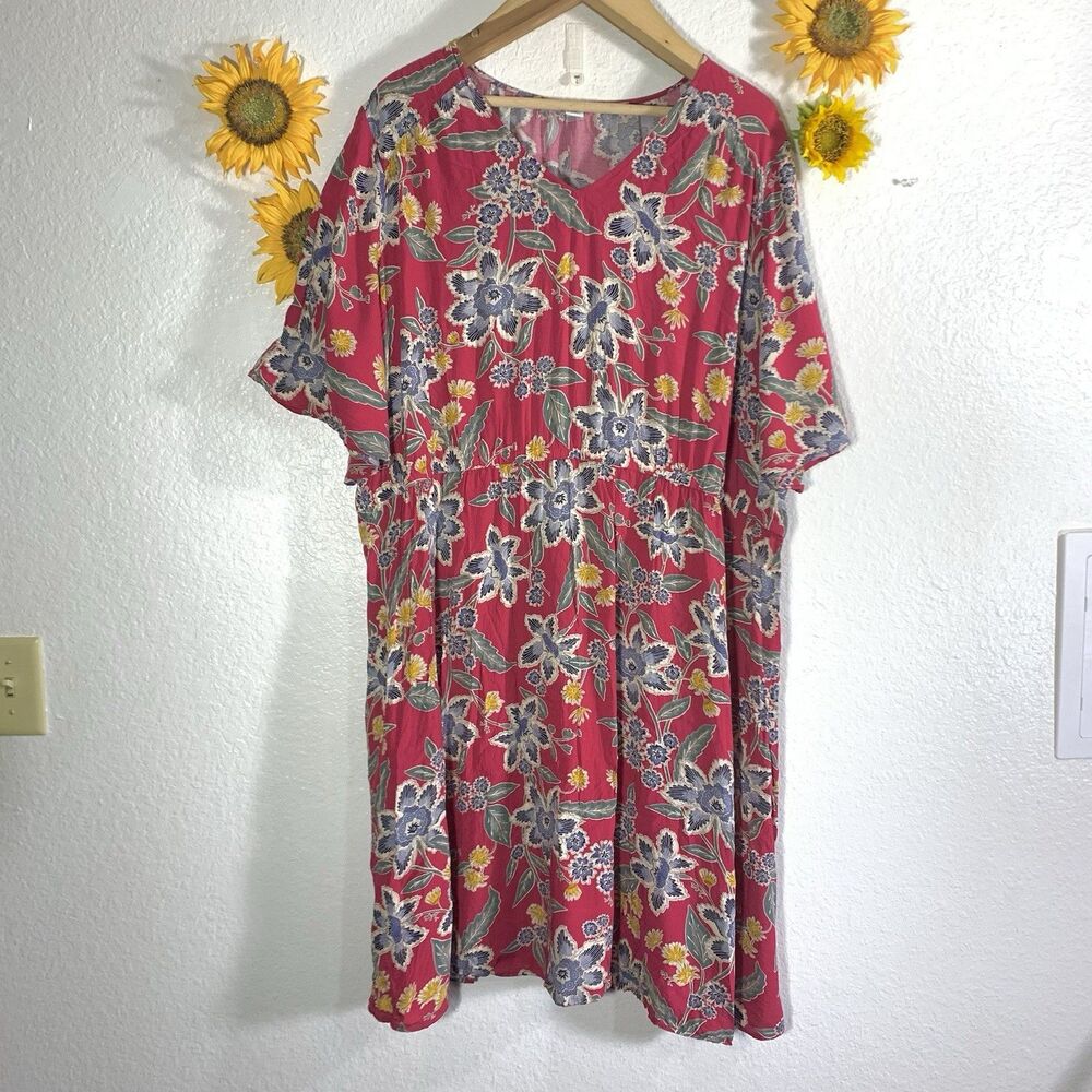Old Navy Floral Boho V-neck Cinched Waist Dress Plus Size 4X Womens